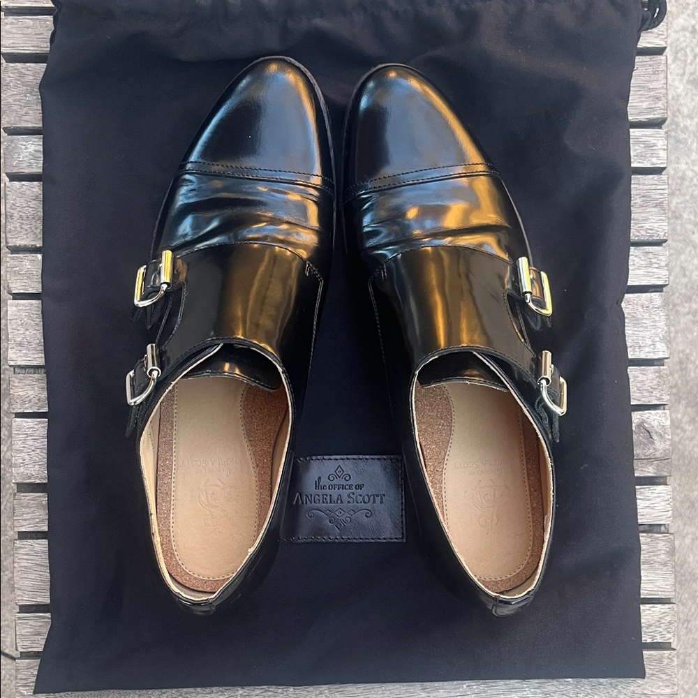 Angela Scott Mr. Colin Black Double Monkstrap Loafers